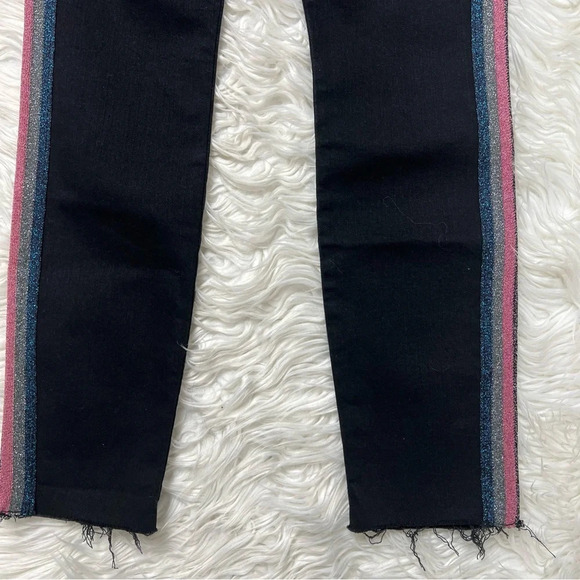 New MOTHER Denim High Waist Looker Ankle Fray Skinny Jeans Guilty Glitter Racer - Picture 3 of 15